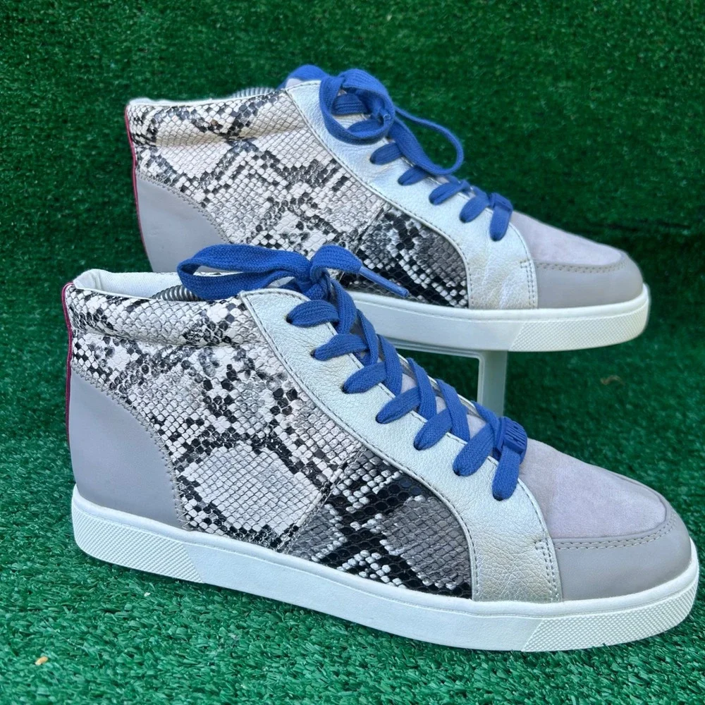 Circus by Sam Edelman Deszi Snakeskin High Top Sneakers Grey Blue Silver Size 9M